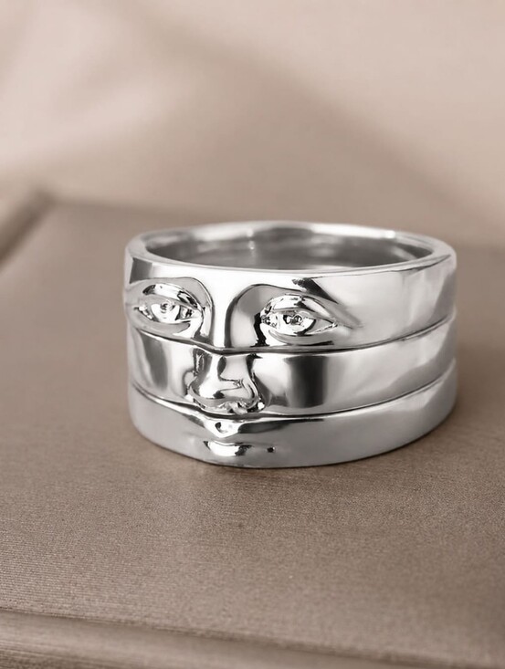 Anthropologie Jewelry - Silver Stacked Face Ring